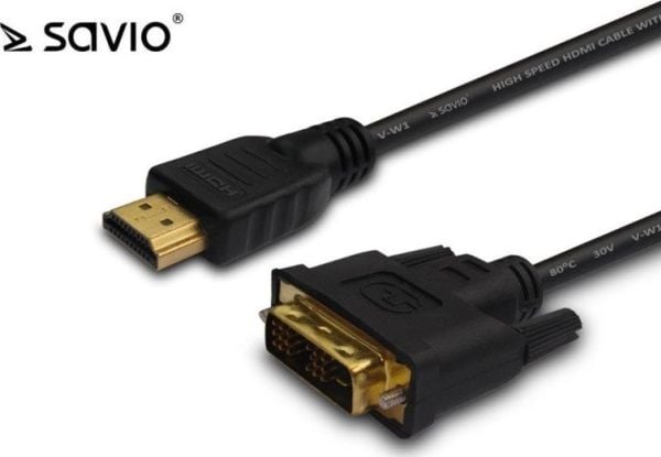 SAVIO CL-139 - Adapterkabel - enkeltlenke - HDMI hann til DVI-D hann - 1.8 m - svart