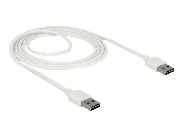 Delock Easy - USB-kabel - USB (hann) reversibel til USB (hann) reversibel - USB 2.0 - 2 m - hvit
