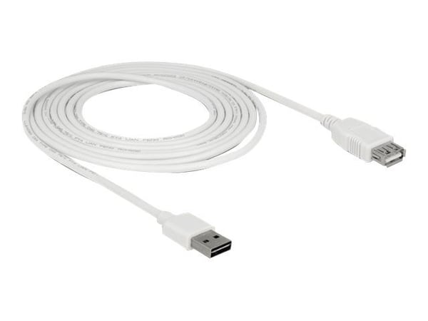 Delock Easy - USB-forlengelseskabel - USB (hann) reversibel til USB (hunn) - USB 2.0 - 3 m - hvit