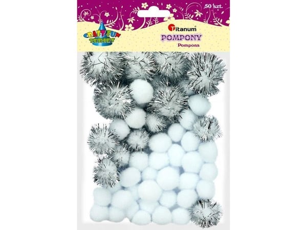 Titanum pom-ponger brokade hvit mix 50 stk CRAFT-FUN