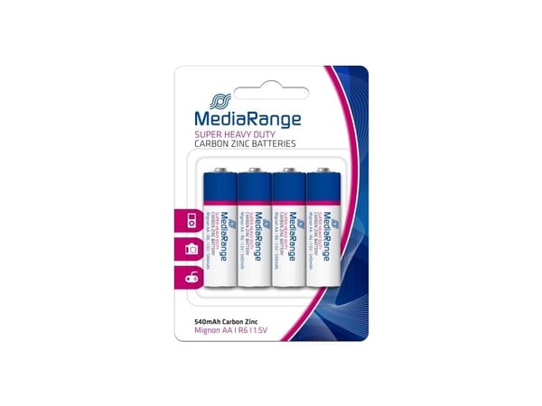 MediaRange - Batteri 4 x AA / LR6 - Karbonsink - 540 mAh