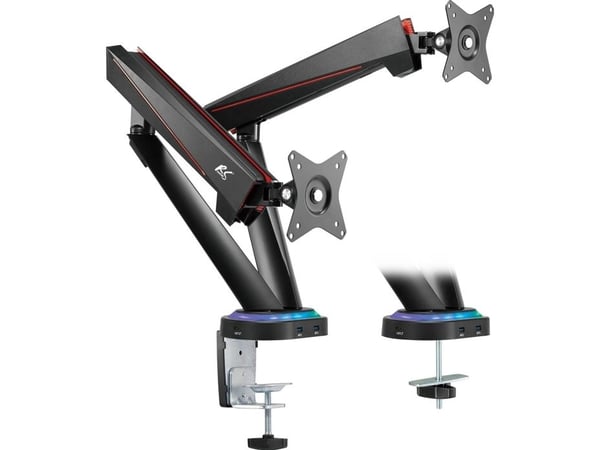 Gaming bracket for 2 LCD monitors NanoRS, 17-32", 2x 8kg (max 16kg), vesa 75x75 and 100x100, RS887
