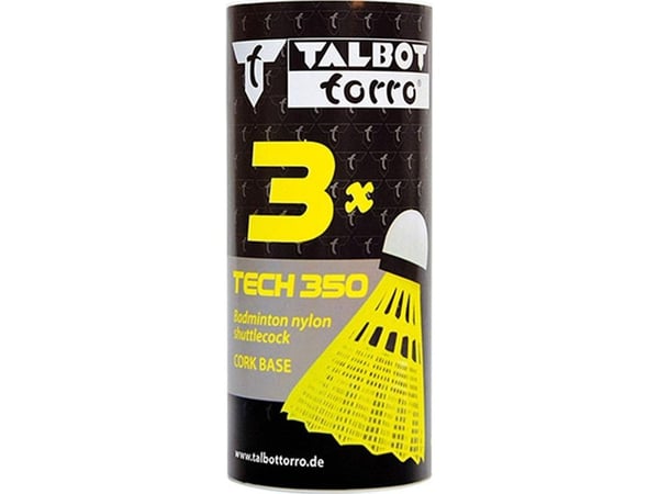 Talbot Torro badmintonball Tech 350 medium hvit/blå slitesterk nylonfjær - 1 stk (479112)