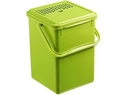 Bio affaldsspand, Rotho, mørkegrøn, plast, 9 l, med kulfilter i låget, plasthank