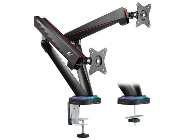 Gaming bracket for 2 LCD monitors NanoRS, 17-32", 2x 8kg (max 16kg), vesa 75x75 and 100x100, RS887