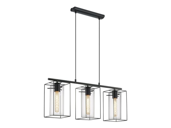 Eglo Loncino - Taklampe - 3 innganger - E27 - svart, transparent svart