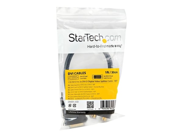 Startech 1 ft DVI-D to 2x DVI-D Digital Video Splitter Cable - M/F (DVISPL1DD) - Videosplitter - dobbeltlenke - DVI-D hunn til DVI-D hann - 30.5 cm...