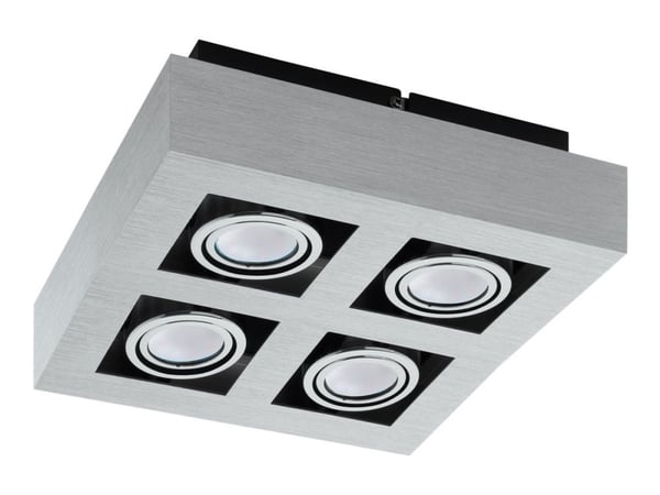 Eglo Loke 1 - Takspotlight - LED-lyspære x 4 - GU10 - total: 20 W (ekvivalent 140 W) - klasse A+ - varmt hvitt lys - 3000 K - krom, svart