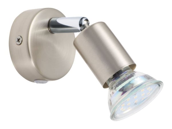 Eglo Mini - Veggspotlys - LED-pære for søkelys - GU10 - 3 W (ekvivalent 23 W) - klasse A+ - varmt hvitt lys - 3000 K - børstet stål
