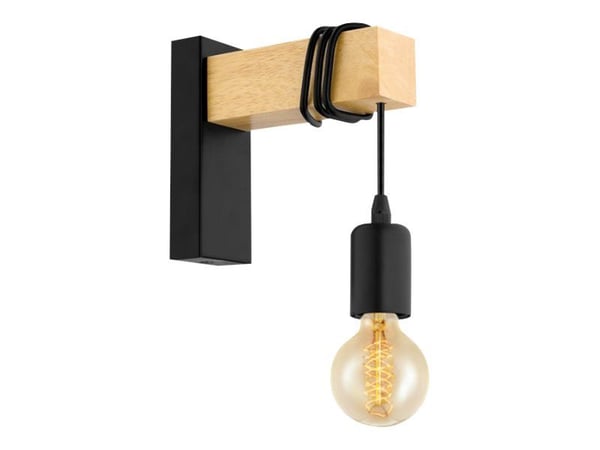 Eglo Townshend - Vegglampe - 1 sokkel - E27 - svart, brun