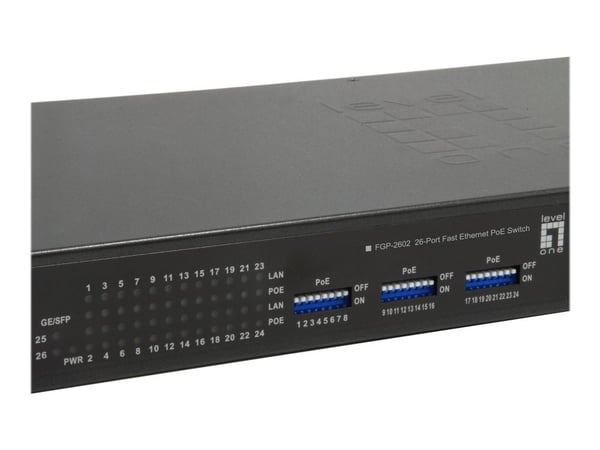 LevelOne FGP-2602W380 - Switch - 24 x 10/100 (PoE+) + 2 x Gigabit SFP - rackmonterbar - PoE+