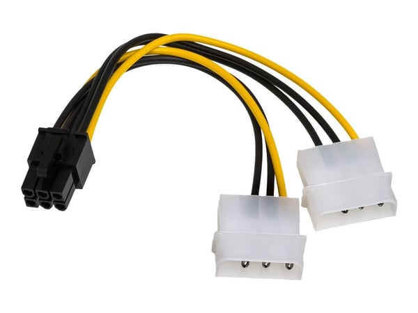 Akyga - Strømadapter - 6-pins PCIe-strøm (hann) til 4-pins intern strøm (12V) (hunn) - 15 cm