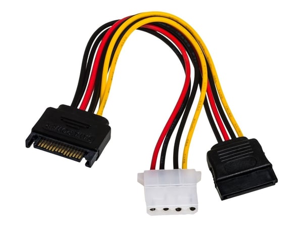 Akyga - Strømadapter - SATA-strøm (hann) til 4-pin intern strøm, SATA-strøm (hunn) - 15 cm