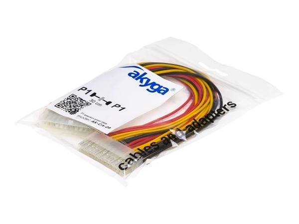 Akyga - Strømforlengelseskabel - 24-pins ATX (hann) til 24-pins ATX (hunn) - 30 cm