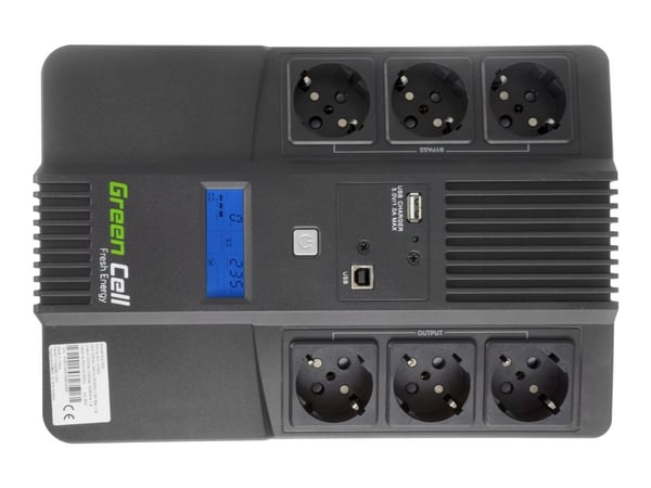 Green Cell AiO - UPS - AC 220/230/240 V - 360 watt - 600 VA - 7 Ah - USB - utgangskontakter: 6