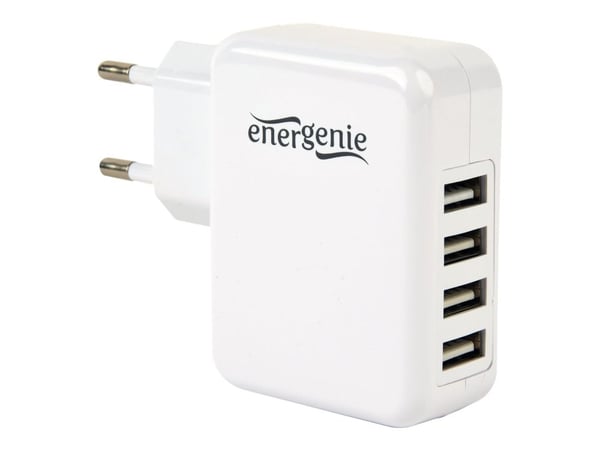 EnerGenie - Strømadapter - 15 watt - 3.1 A - 4 utgangskontakter (4 x USB) - hvit