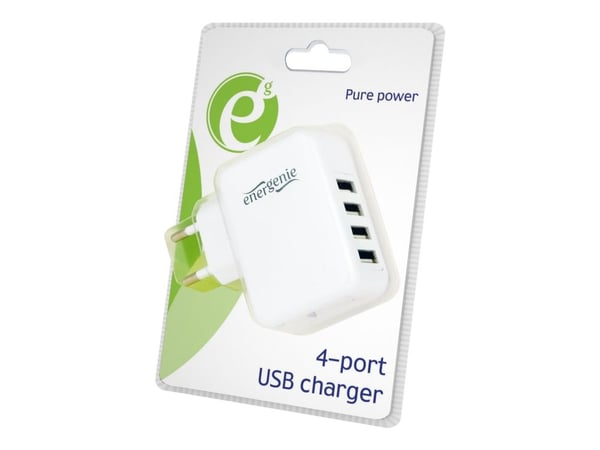 EnerGenie - Strømadapter - 15 watt - 3.1 A - 4 utgangskontakter (4 x USB) - hvit