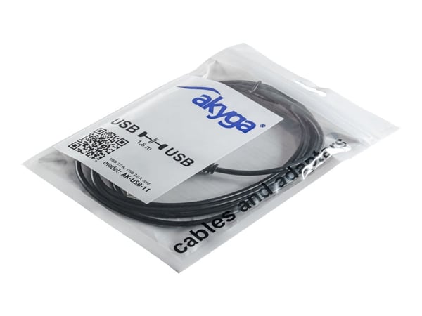 Akyga - USB-kabel - USB (hann) til USB (hann) - USB 2.0 - 1.8 m - svart