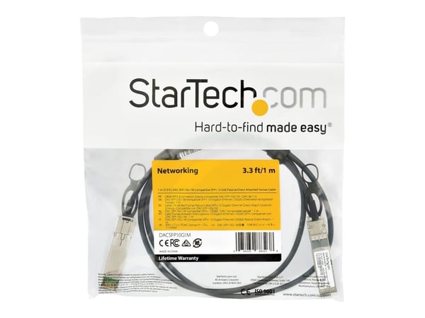 StarTech.com Dell EMC DAC-SFP-10G-1M Kompatibel 1 m 10G SFP+ til SFP+ direkte tilkoblingskabel Twinax, 10GbE SFP+ kobber DAC 10 Gbps passiv mini GB...