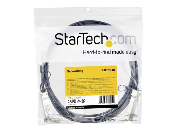 StarTech.com Dell EMC DAC-SFP-10G-3M Yhteensopiva 3m 10G SFP+ to SFP+ Direct Attach Cable Twinax, 10GbE SFP+ Copper DAC 10 Gbps Low Power Passive M...