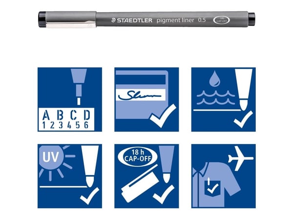 Pigmentliner Staedtler 308 ass. farver (8 stk.)