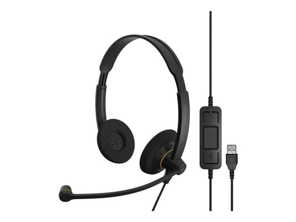 EPOS IMPACT SC 60 USB ML - Hodesett - on-ear - kablet - USB - svart med oransje fargefremhevinger