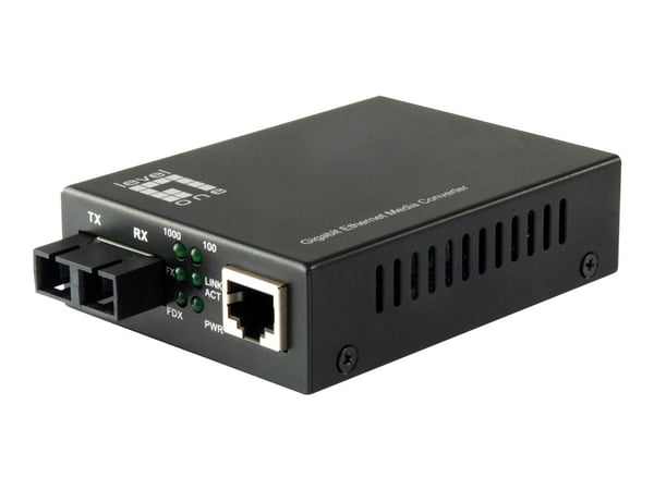 LevelOne GVT-2002 - Fibermedieomformer - GigE - 10Base-T, 1000Base-SX, 100Base-TX, 1000Base-T - RJ-45 / SC flermodus - opp til 20 km - 1310 nm