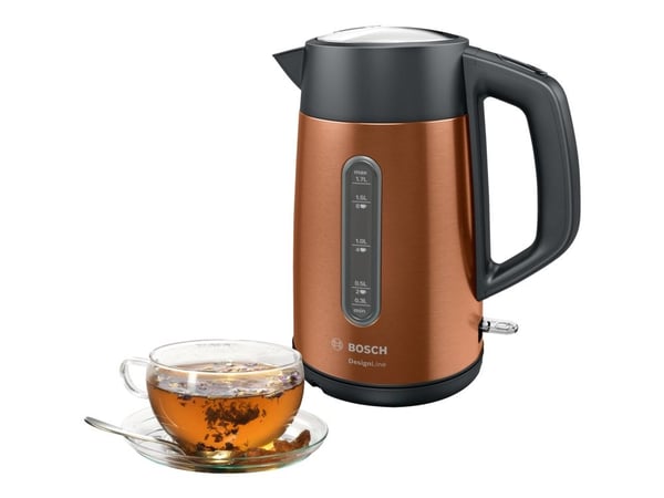 Bosch TWK4P439, 1,7 L, 2400 W, Musta, Kulta, Ruostumaton teräs, Veden tason ilmaisin, Ylikuumenemissuoja