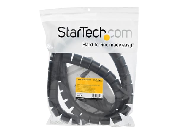 StarTech.com 1.5m (4.9ft) Cable Management Sleeve - Spiral - 1.8" (45mm) Diameter - W/ Cable Loading Tool (CMSCOILED3) - Set med kabelfodral - svar...
