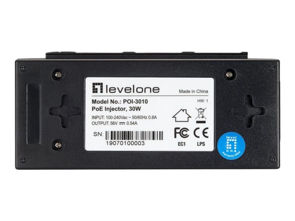 LevelOne POI-3010 - Strømtilførsel + PoE splitter - AC 100-240 V - 30 Watt - output-stikforbindelser: 1