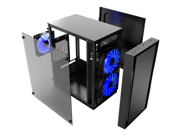 Gembird FORNAX-960B - Tower - micro ATX - sidepanel med vindu - ingen strømforsyning (ATX / PS/2) - svart - USB/lyd
