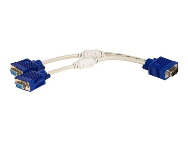 Akyga - VGA-splitter - HD-15 (VGA) (hann) til HD-15 (VGA) (hunn) - 15 cm - hvit