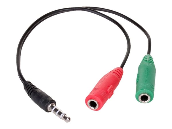 Akyga - Äänisovitin - 4-napainen minijakki uros - minipuhelin stereo 3,5 mm naaras - 15 cm - valkoinen - valkoinen