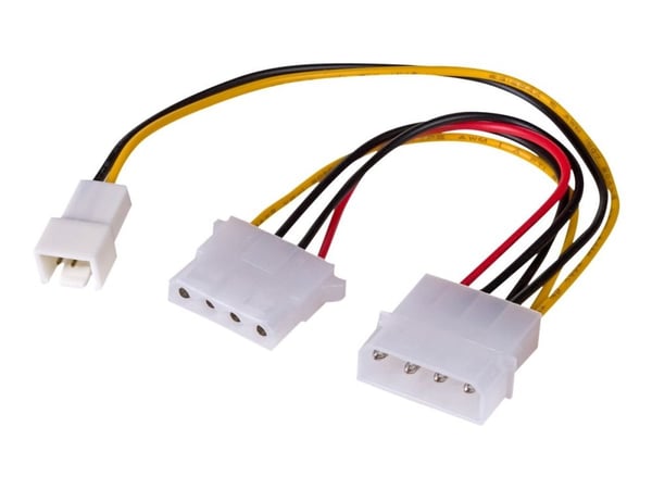 Akyga - Strømforsyningsadapter - 4-PIN intern strøm (hun) til 4-PIN intern strøm, 3 pin intern strøm 12V (han) - 15 cm