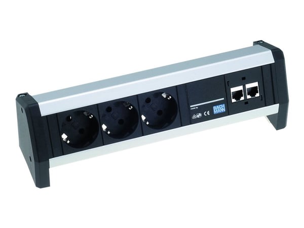 Bachmann DESK 1, 3 m, Musta, Harmaa, 4 AC-pistorasia(a), 230 V, 16 A