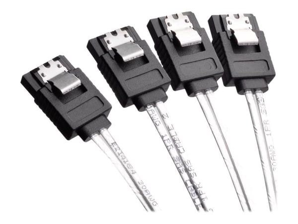 SilverStone CPS03 - SATA/SAS-kabel - med sidebånd - 4-spors - Mini SAS (SFF-8087) (hann) til SATA, sidebånd (hunn) - 50 cm - svart