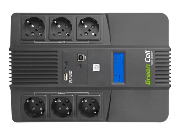 Green Cell AiO - UPS - AC 220/230/240 V - 480 watt - 800 VA - 9 Ah - USB - utgangskontakter: 6