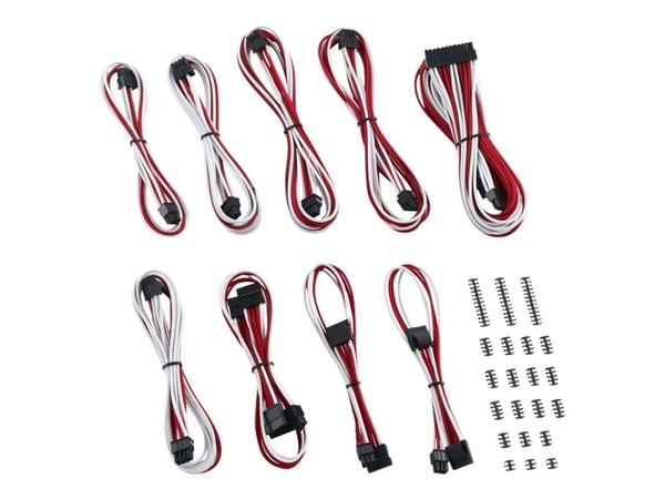 CableMod Classic ModMesh RT-Series - Strömkabelsats - vit, röd