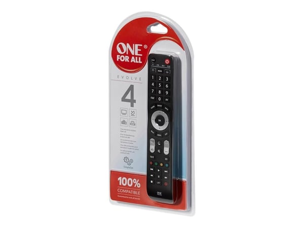 One For All Advanced Evolve 4 -kaukosäädin, TV, TV-digisovitin, DVD/Blu-ray, IR Langaton, Painikkeiden painaminen, Musta
