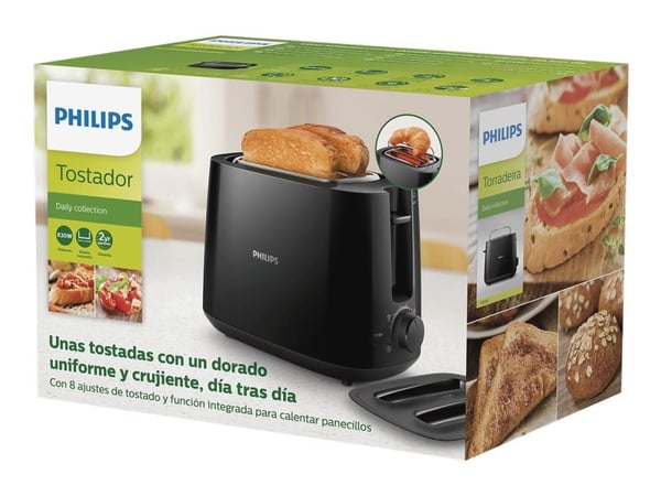 Philips Daily Collection HD2582 - Brødrister - 2 skive - 2 Spor - svart