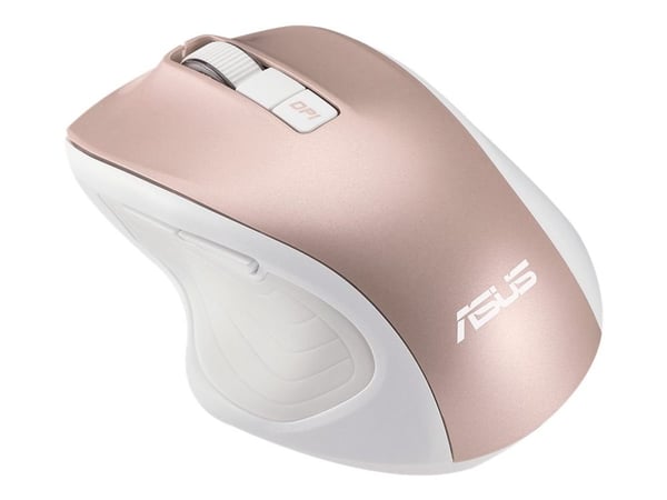 ASUS MW202 - Mus - optisk - 6 knappar - trådlös - 2.4 GHz - trådlös USB-mottagare - guldrosa