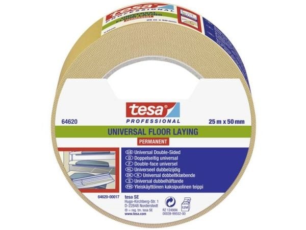 tesa UNIVERSAL PERMANENT 64620-00017-11 Mattoteippi tesa® Professional Valkoinen (L x S) 25 m x 50 mm 1 kpl 1 kpl