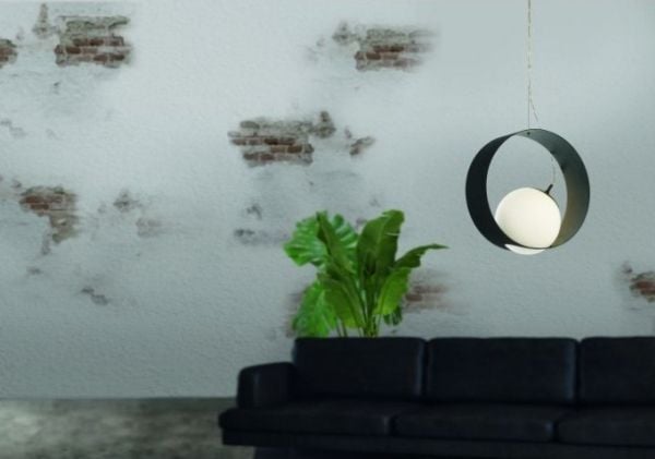 EGLO CAMARGO pendel i svart med opal glasskjerm