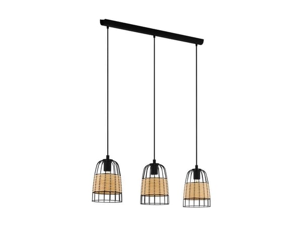 EGLO Anwick, Fleksibel montering, Sort, Brun, Sort, Brun, Stål, Rattan (vifte), Innendørs