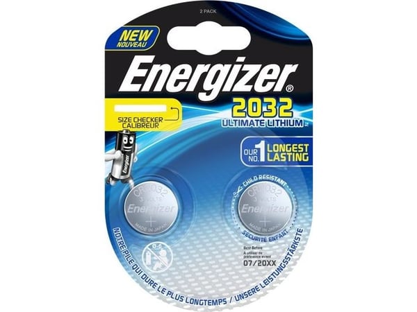 Energizer Ultimate Lithium 2032, Kertakäyttöinen akku, CR2032, Litium, 3 V, 2 kpl, Hopea