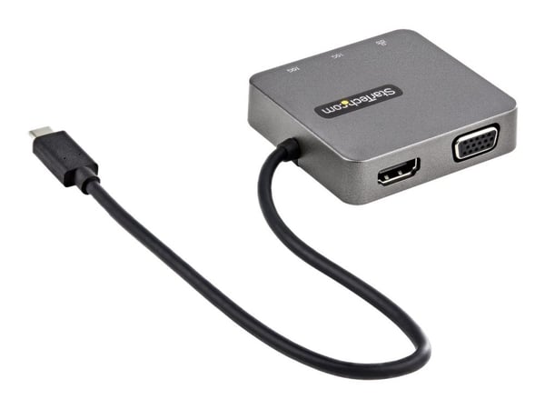 StarTech.com DKT31CHVL, Langallinen, USB 3.2 Gen 2 (3.1 Gen 2) Type-C, 10,100,1000 Mbit/s, Musta, Hopea, 10 Gbit/s, 3840 x 2160 pikseliä