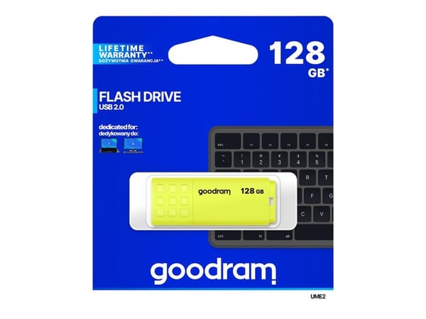 GOODRAM UME2 - USB flash-enhet - 128 GB - USB 2.0 - gul