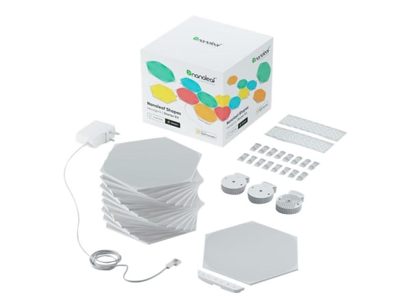 Nanoleaf Shapes Starter Kit - Trådløst belysningssett - LED x 15 - 2 W - Klasse G - RGBW-lys - 1200-6500 K - sekskantet