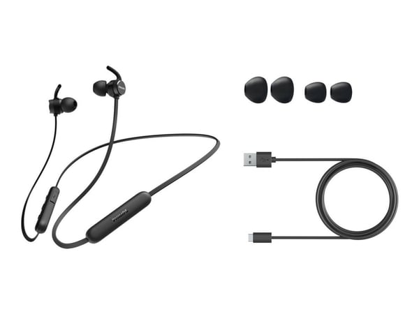 Philips TAE1205BK - Ørepropper med mikrofon - i øret - Bluetooth - trådløs - svart