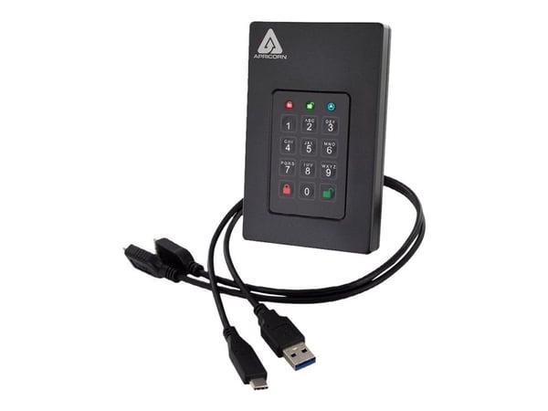 Apricorn Aegis Fortress L3 - Hårddisk - krypterad - 1 TB - extern (bärbar) - USB 3.1 - buffert: 8 MB - 256-bit AES-XTS, FIPS 140-1 Level 3 - TAA-ko...